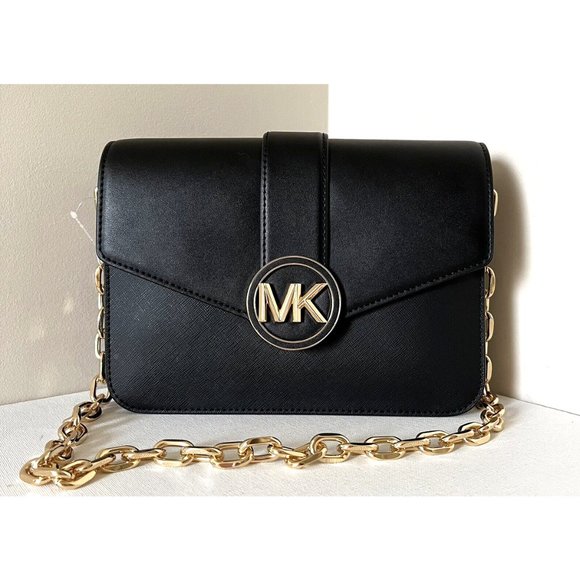 New Michael Kors Carmen Medium Convertible Shoulder Bag Black - Picture 1 of 7